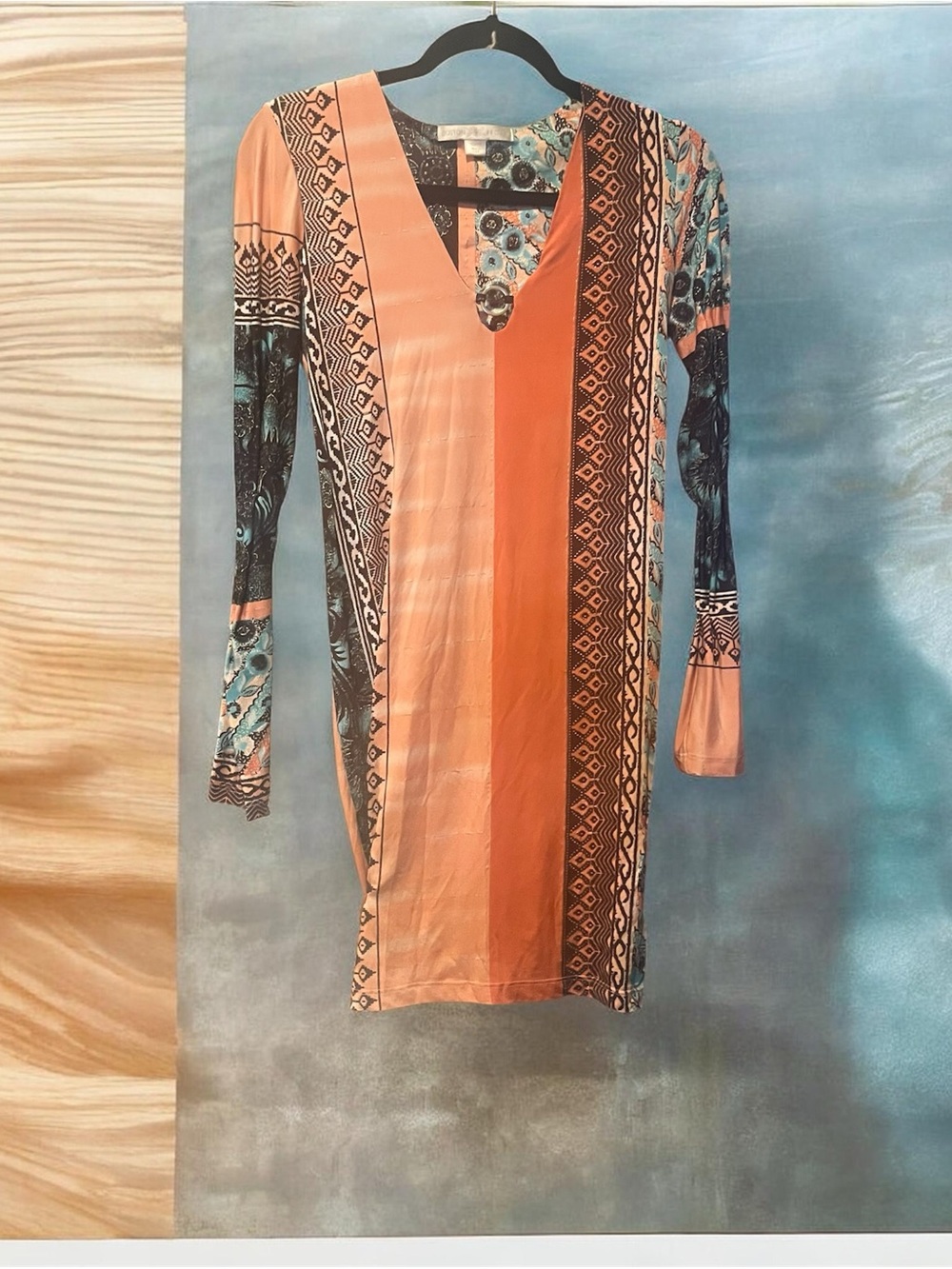 Boston Proper Fitted Boho Coral Dress Small